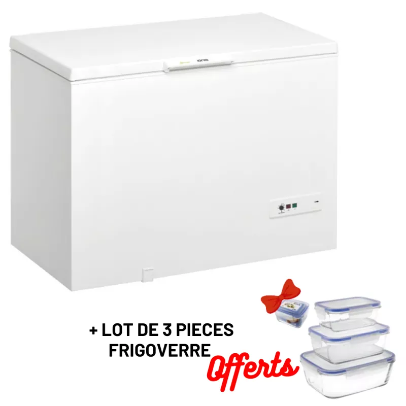 Congélateur Horizontal Ignis Autonome CO310EG / 311L / Blanc + LOT DE 3 PIECES FRIGOVERRE GRATUITES