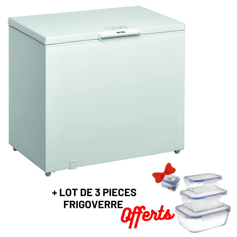 Congélateur Horizontal Ignis CEI250 / 251L / Blanc + LOT DE 3 PIECES FRIGOVERRE GRATUITES