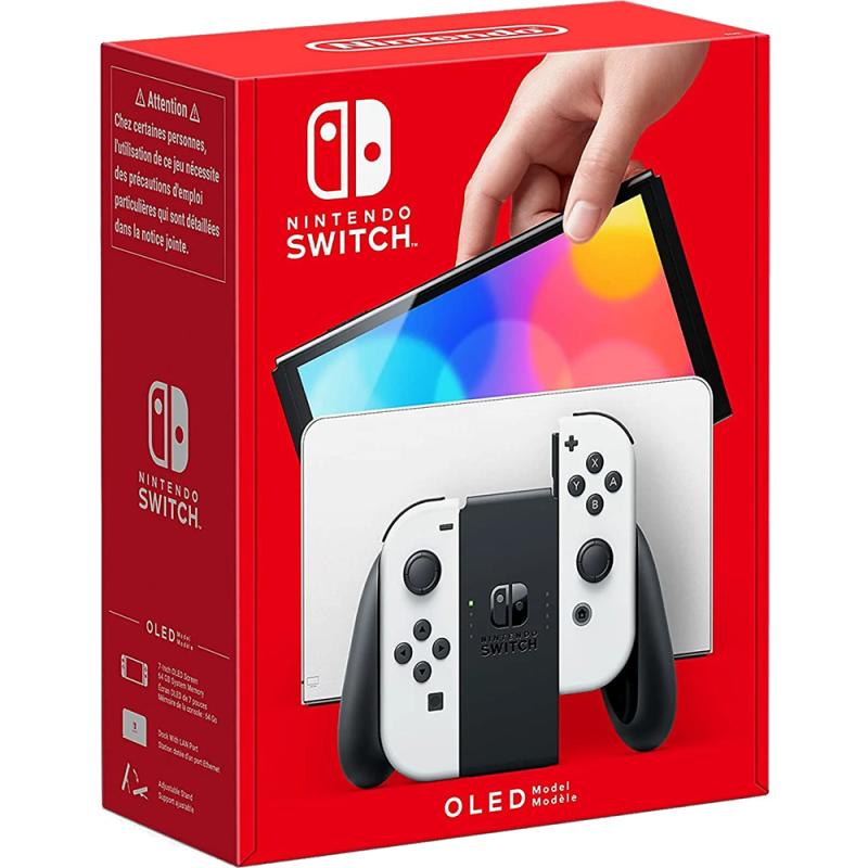 Console Nintendo NINTENDO Switch OLED Avec station d'accueil et manettes Joy-Con / Blanc