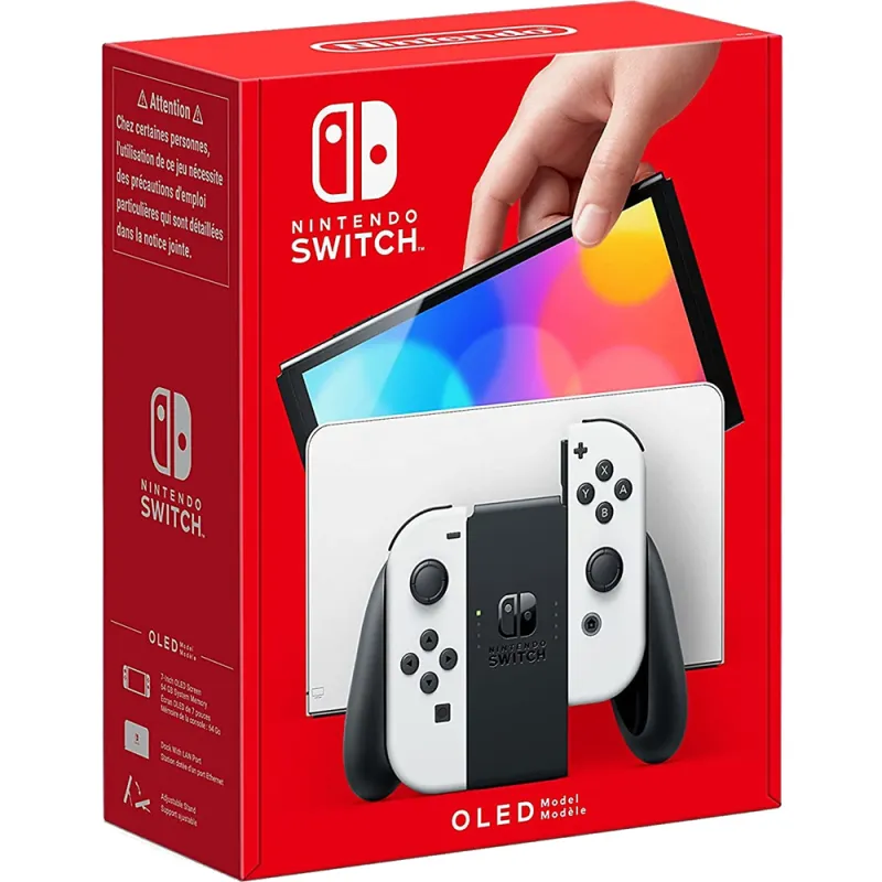 Console Nintendo NINTENDO Switch OLED Avec station d'accueil et manettes Joy-Con / Blanc