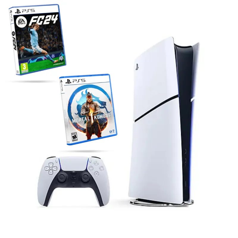 Console Sony PlayStation 5 Slim Édition Standard / 1 To SSD Avec JEUX PS5 EA SPORTS FC 24 + JEUX PS5 MORTAL KOMBAT 1