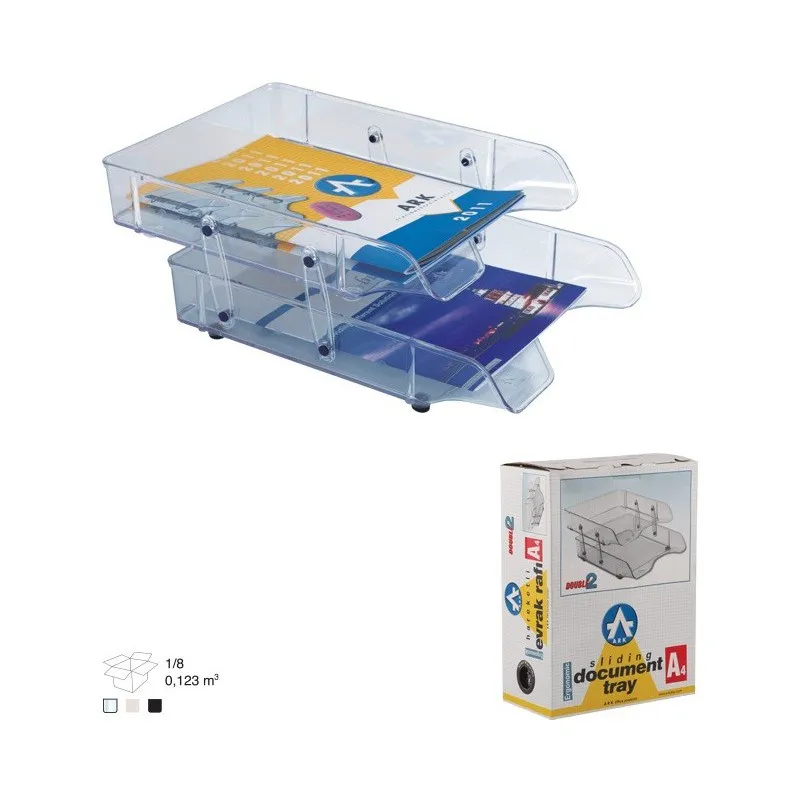 Corbeille à Courrier Transparente ARK 2082 / 2 étages / Cristal
