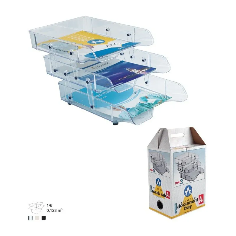 Corbeille à Courrier Transparente ARK 2083 / 3 étages / Cristal