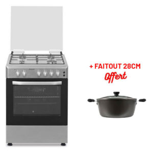 Cuisinière a Gaz Brandt BGE6241X / 4 Feux / Inox  + FAITOUT-28CM Gratuit