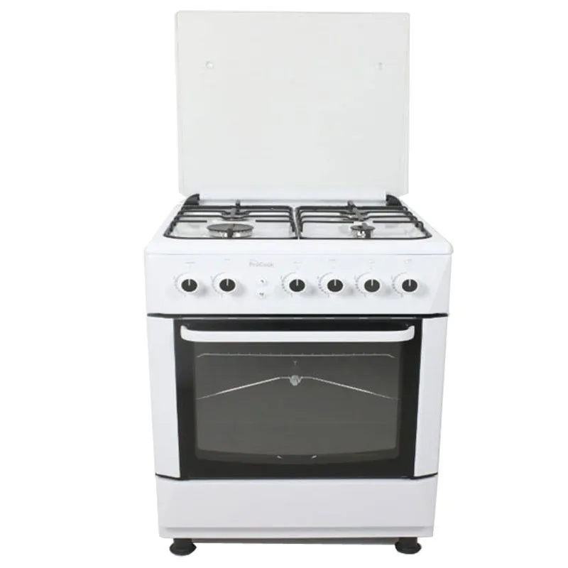 Cuisinière à gaz ProCook TG6640BL / 60cm / Blanc