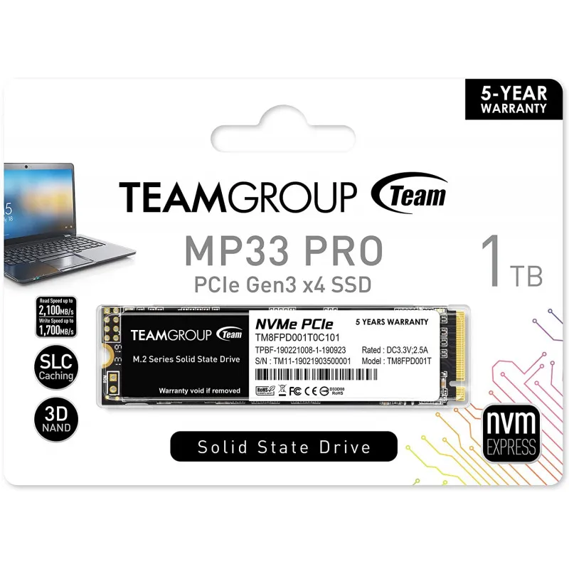 Disque Dur Interne SSD M.2 TeamGroup MP33 Pro / 1 To
