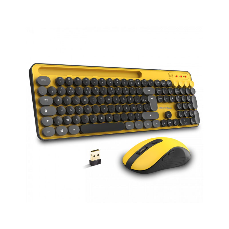 Ensemble Clavier et Souris Sans Fil Advance Pep's / Jaune