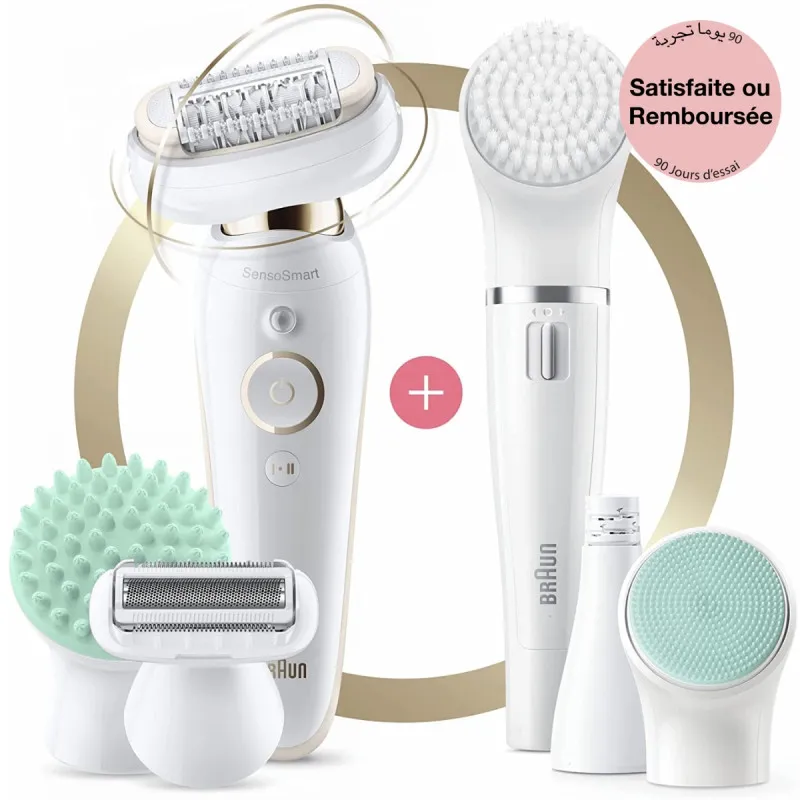 Epilateur électrique Braun Silk-épil 9 Flex 9300 Beauty Set avec technologie Wet & Dry