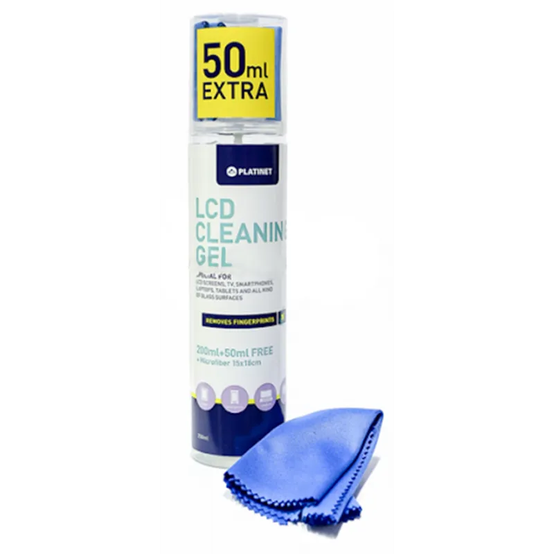 Gel nettoyant Platinet pour écran Pfs6250 / 125 ml + 50ml PROMO + Microfibre