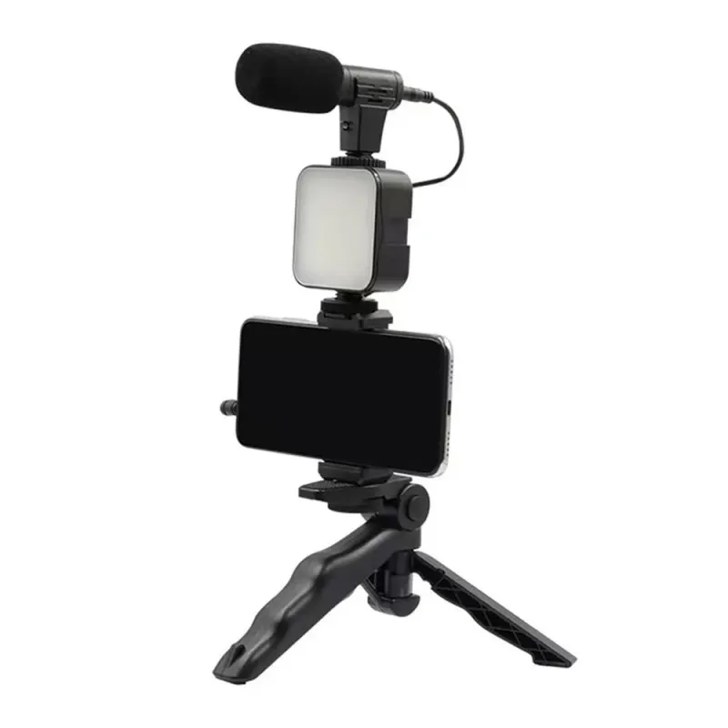 Generic Kit Video-making / Support selfie Cadre téléphone / LED / microphone / trépied / télécommande Bluetooth / Noir