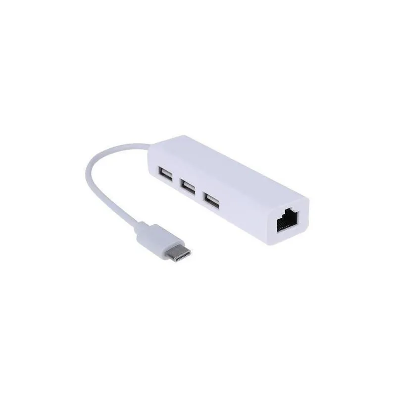 Hub 3x Ports USB 3.0 avec Port Réseau RJ45 Gigabit / 100 Mb/s
