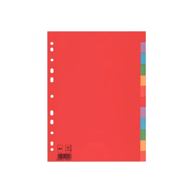 Intercalaires COSTO PP A4  / 12 Positions / Numéroté / Couleurs Assorties