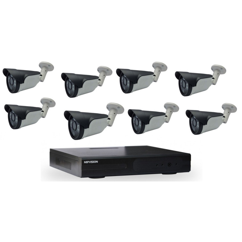 Kit de surveillance MIPVISION DVR AHD 8 canaux 8 Caméras Externes / 2 MP