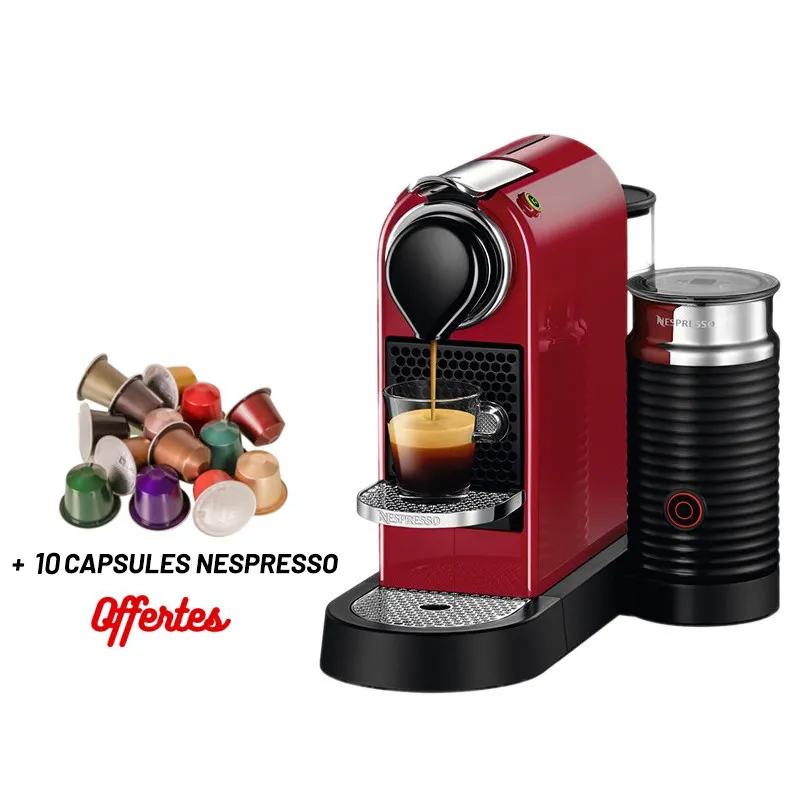 Machine à café CitiZ&Milk Nespresso C123 / Rouge + 10 Capsules Nespresso Offertes