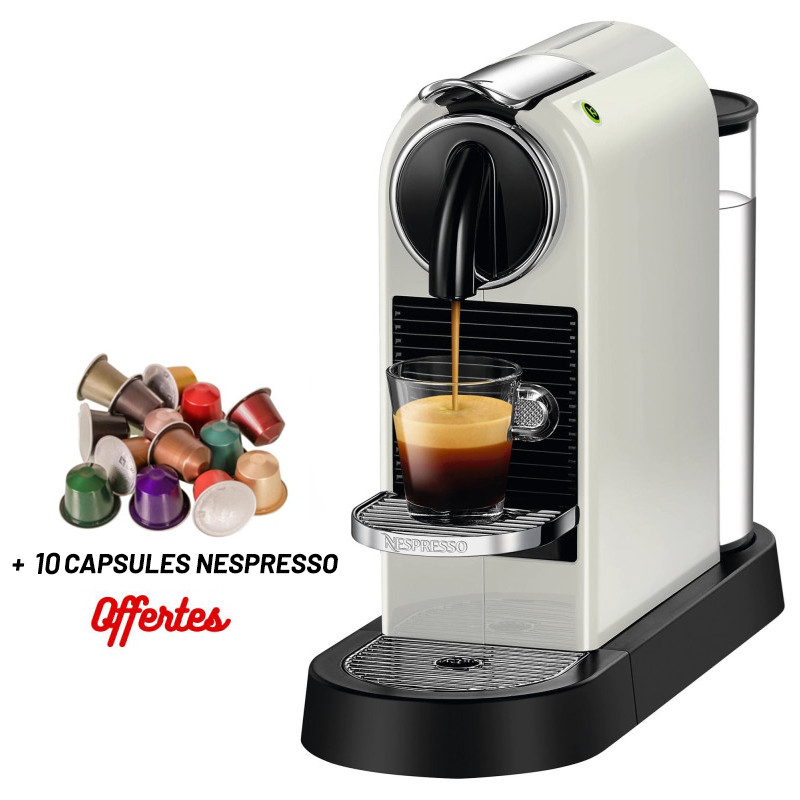 Machine à café Nespresso CitiZ D113 / Blanc + 10 Capsules Nespresso Offertes