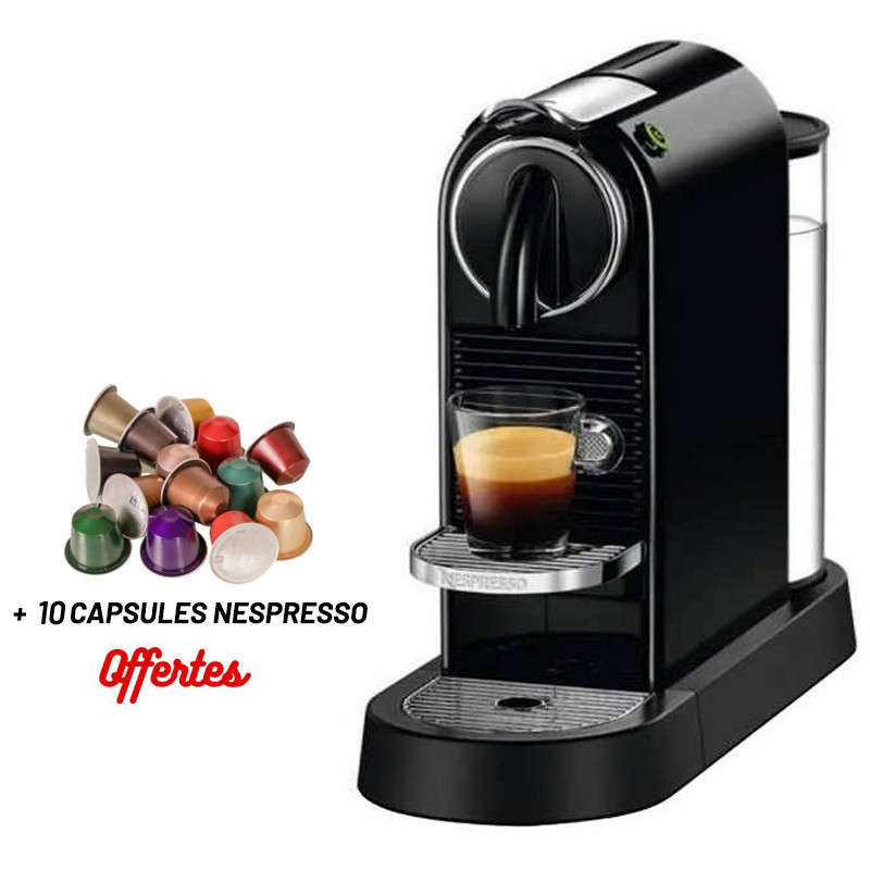 Machine à café Nespresso CitiZ D113 / Noir + 10 Capsules Nespresso Offertes