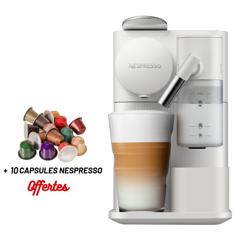 Machine à Café NESPRESSO Lattissima One 1 Litre / 1400 W / Blanc + 10 Capsules Nespresso Offertes