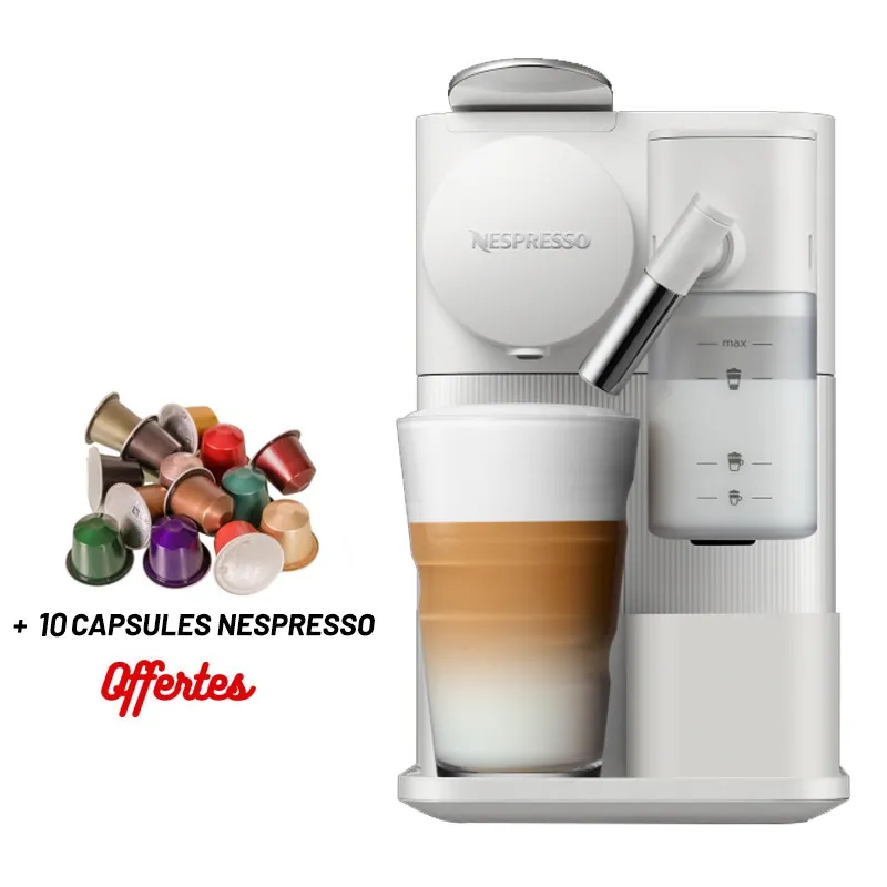Machine à Café NESPRESSO Lattissima One 1 Litre / 1400 W / Blanc + 10 Capsules Nespresso Offertes