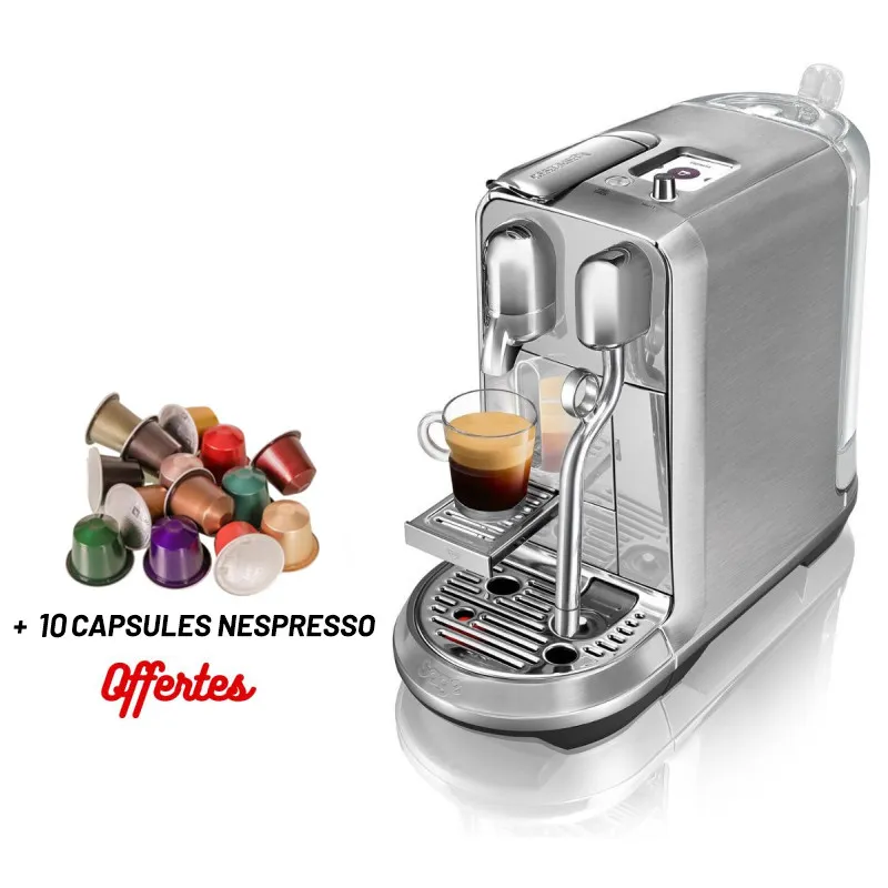 Machine à café Nespresso Métallique / Silver + 10 Capsules NESPRESSO offertes
