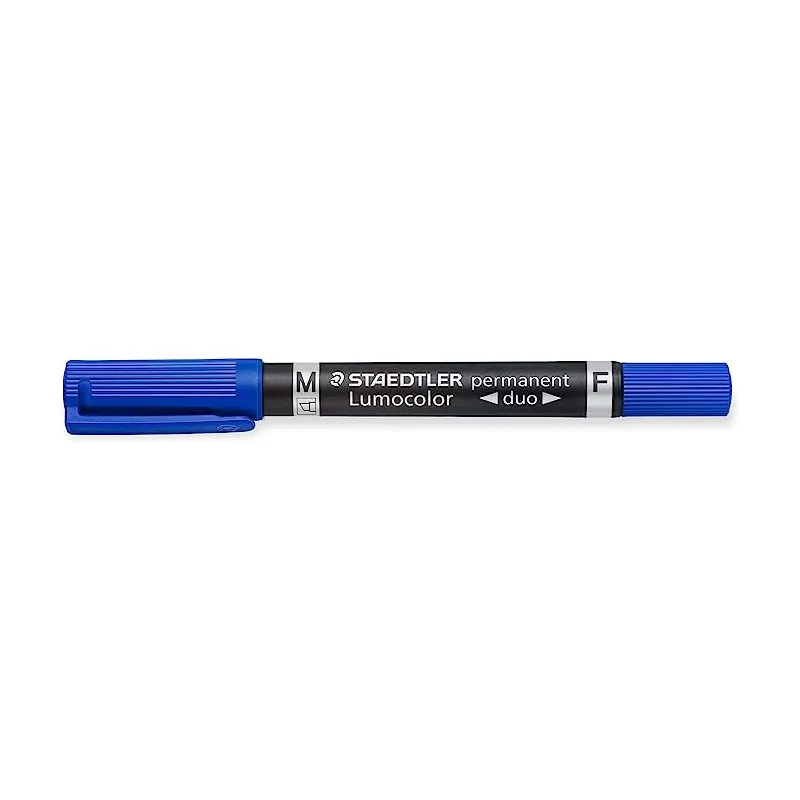 MARQUEUR PERMANENT STAEDTLER RECHARGEABLE DOUBLE POINTE OGIVE /BLEU