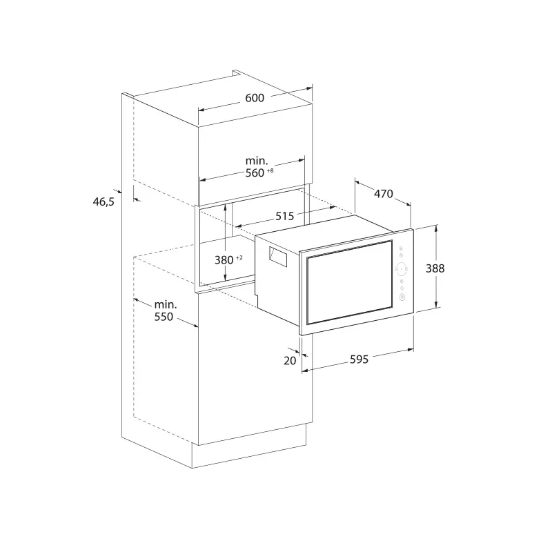 MICRO ONDE ENCASTRABLE FOCUS / QUADRA 50 / 25L / NOIR