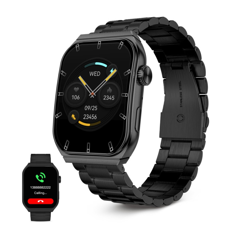 Montre connectée KSIX Olympo, écran AMOLED 1,96”, 2 bracelets, Noir