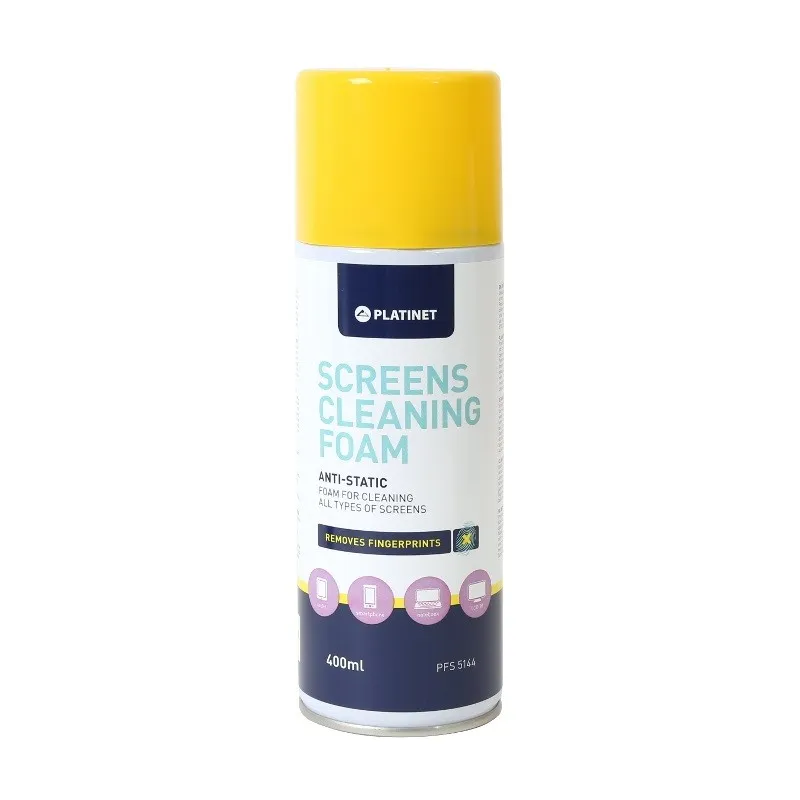 Mousse de nettoyage antistatique et anti bactérien Platinet pour écrans 400 ml