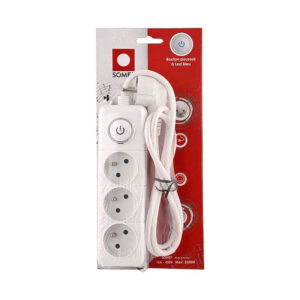 Multiprise SOMEF 3 Modules Avec Bouton poussoir 3 M - Blanc