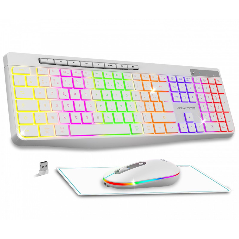 PACK CLAVIER SOG R-TYPE CLA+SOURIS SANS FIL RGB BLANC RECHARGEABLE