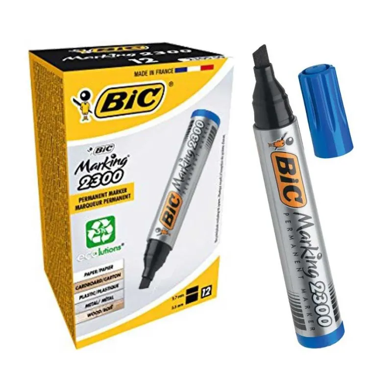 Pack de 12 Marqueur permanent BIC 2300 / Bleu