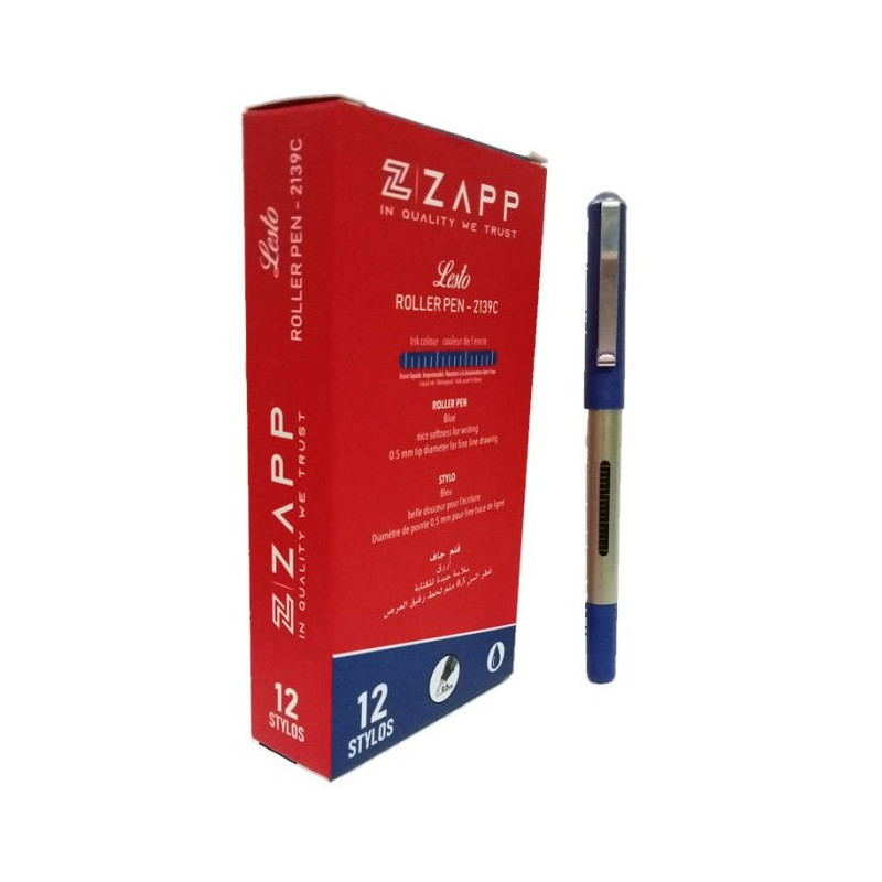 Pack de 12 Stylos ZAPP ROLLER LESTO / BLEU