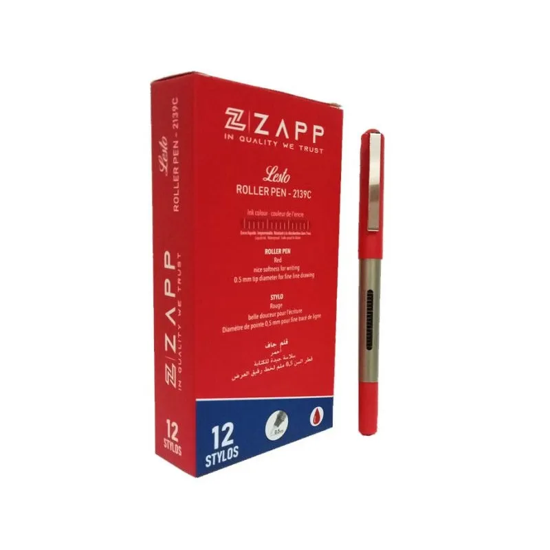 Pack de 12 Stylos ZAPP ROLLER LESTO / Rouge