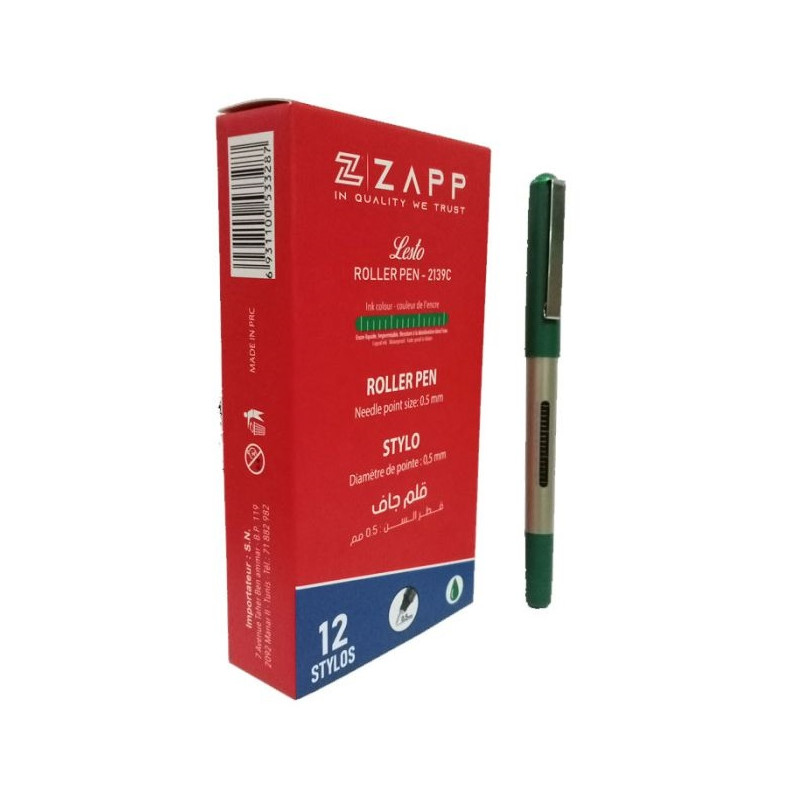 Pack de 12 Stylos ZAPP ROLLER LESTO / Vert