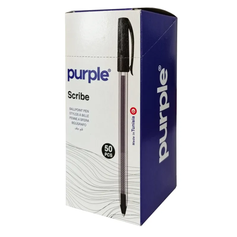Pack de 50 Stylos à Bille Pointe SCRIBE Purple / 1,0 mm / Noir