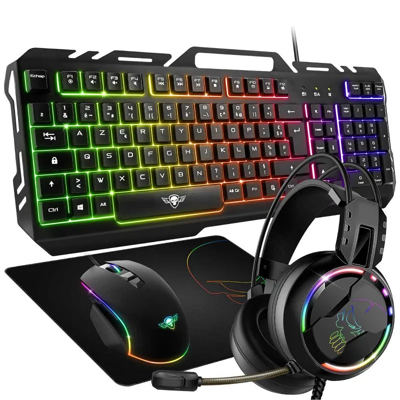 Pack Gaming Spirit Of Gamer 4en1: Clavier + Casque + Souris + Tapis