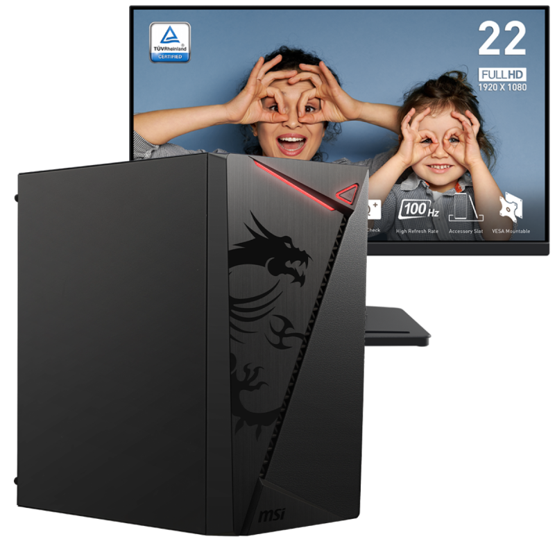 PC de Bureau PRO MSI / G7400 / 8 Go / 512 Go SSD / Windows 11 Pro / Avec Écran MSI 21.5" Full HD IPS / 100 Hz