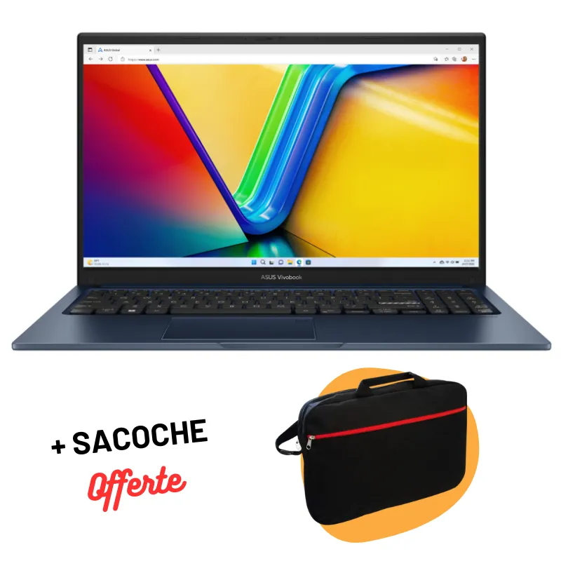 Pc Portable Asus VivoBook 15 X1504 / i3 13è Gén / 8 Go / Win11 / Bleu Avec SACOCHE Offerte