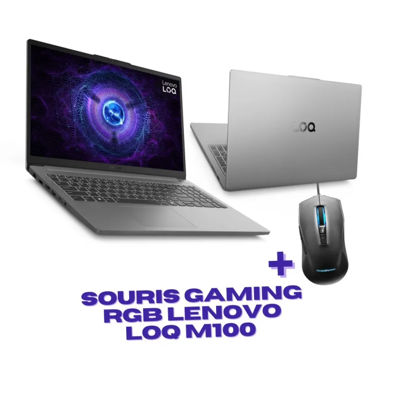 PC Portable Gamer Lenovo LOQ 15IAX9E / i5-12450HX / RTX 3050 6G / 16 Go DDR5 / 512 Go SSD / Windows 11 / Gris