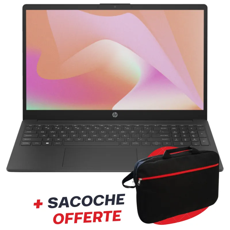 Pc Portable HP 15-fd0298nk / N100 / 8 Go / 256 Go SSD / Noir Avec Sacoche Offerte