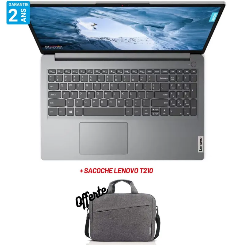 PC Portable Lenovo IdeaPad 1 15IGL7 / Intel Celeron N4020 / 16 Go / 256 Go SSD / Gris / Windows 11 + Sacoche Lenovo T210 Offerte