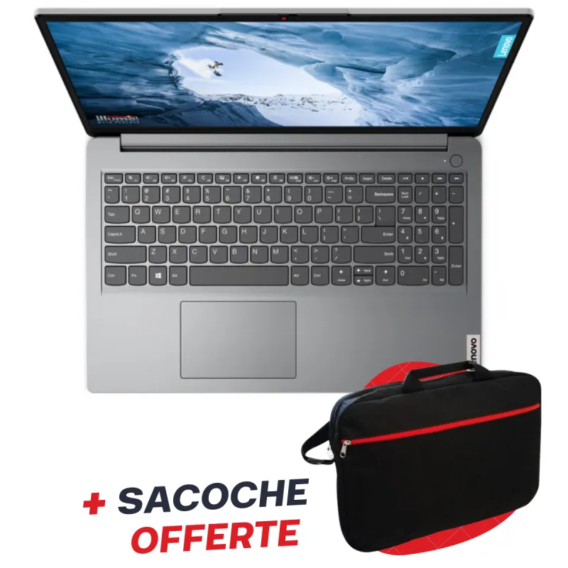 Pc Portable Lenovo IdeaPad 1 15IJL7 / Celeron N4500 / 8 Go / 256 Go SSD / Gris Avec SACOCHE Offert