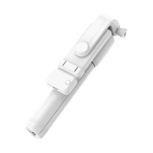 Perche à selfie Avec Trépied Conception 2 en 1 Pour Mobile + Caméra / Blanc