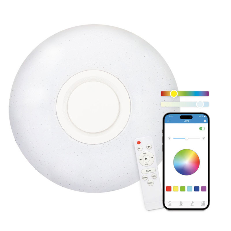 Plafonnier LED KSIX Rainbow, haut-parleur intégré 5 W, RGB+CCT