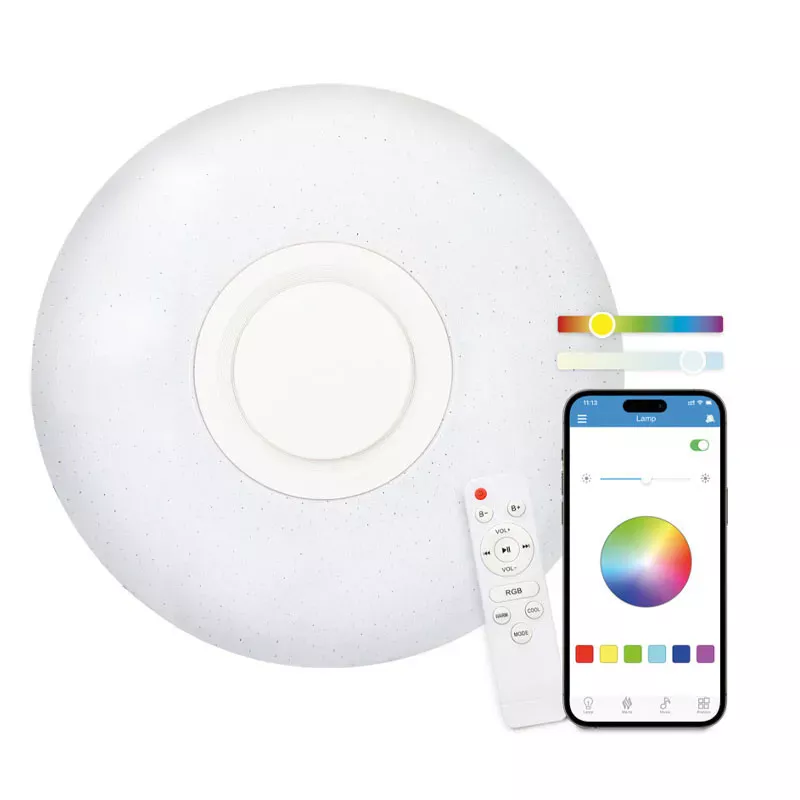 Plafonnier LED KSIX Rainbow, haut-parleur intégré 5 W, RGB+CCT