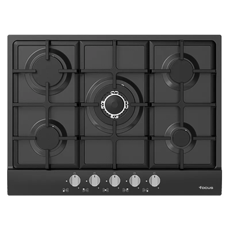 Plaque 5 Feux GAZ GR FONTE FOCUS NOIR / 70CM / Avec Thermocouple