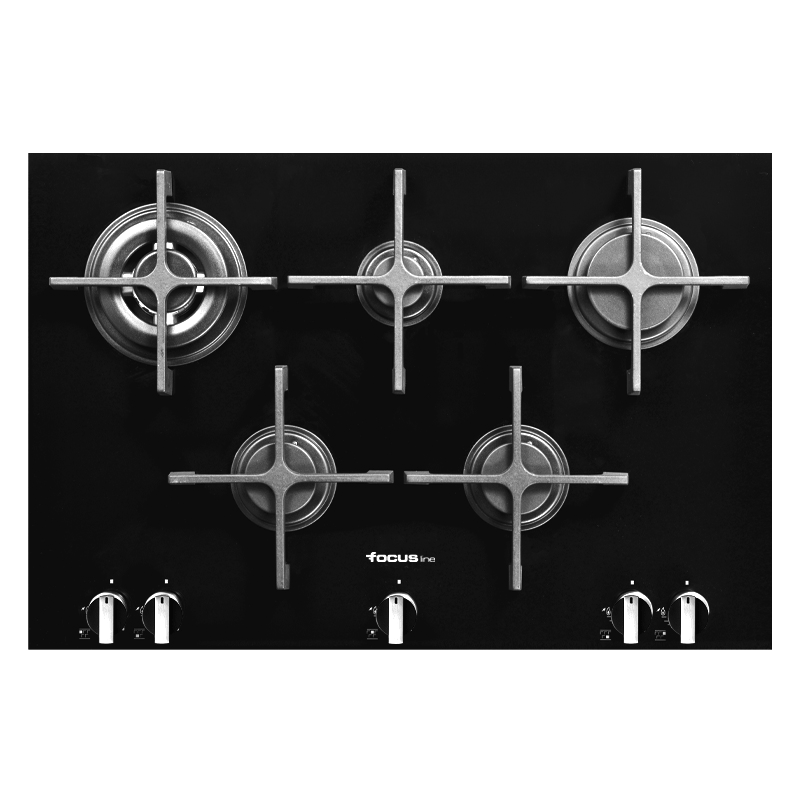 Plaque De Cuisson Encastrable Focus 5 Feux 75Cm Noir - SOFT.75