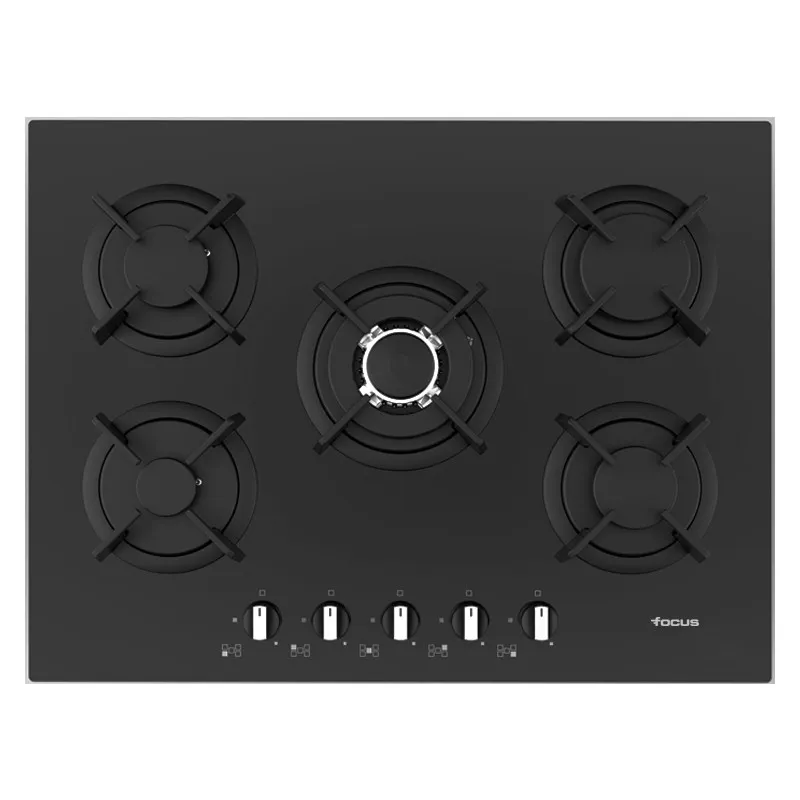 Plaque De Cuisson Focus 5 Feux 70Cm / Noir Avec thermocouple