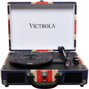 Platine VICTROLA VINYLE VALISE VINTAGE PORTABLE BT DRAPEAU UK