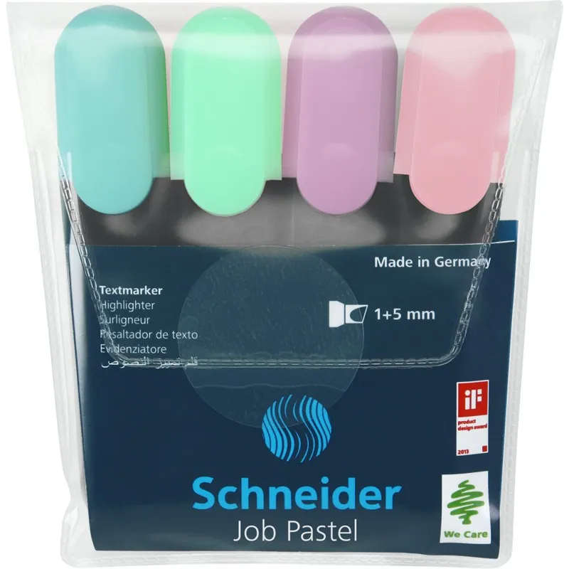 Pochette 4x Surligneurs Schneider Job Pastel