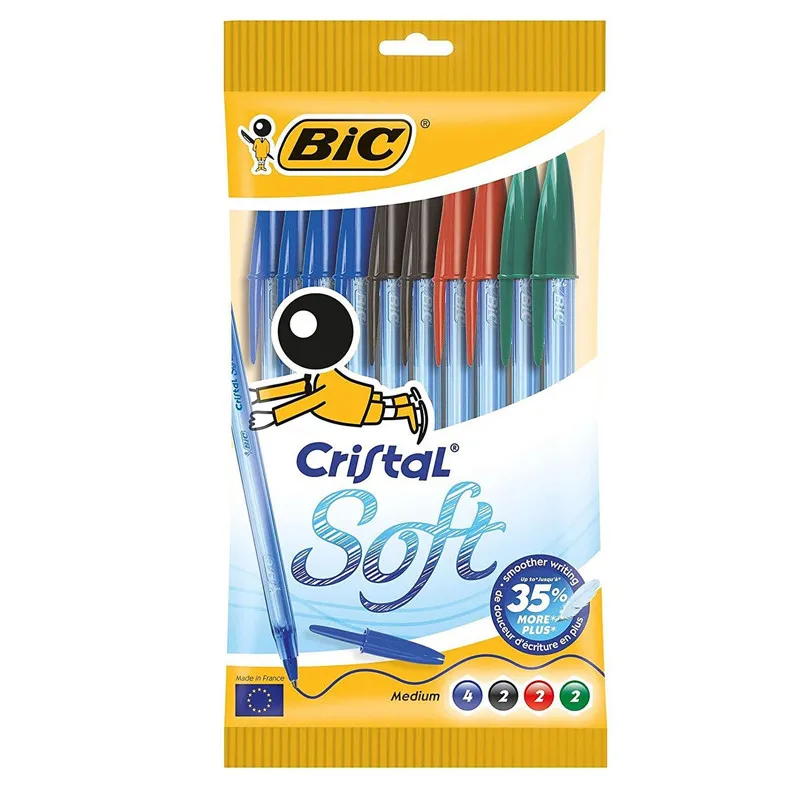 POCHETTE DE 10 STYLO CRISTAL SOFT COULEUR ASS